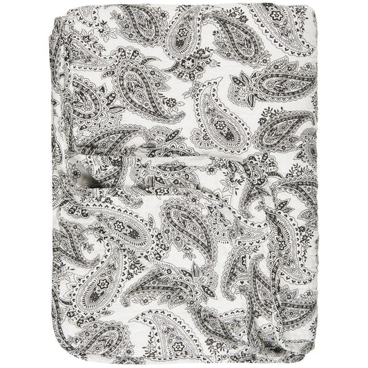 Ib Laursen - Quilt vattæppe hvid med sort paisley mønster
