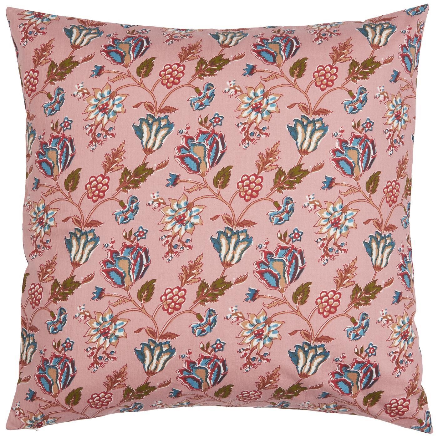 Ib Laursen – Amanda pudebetræk "Retro Rosa" med blå blomster – 50 x 50 cm