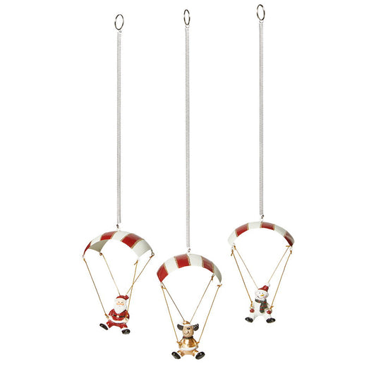 Julefigurer i faldskærm med fjederophæng