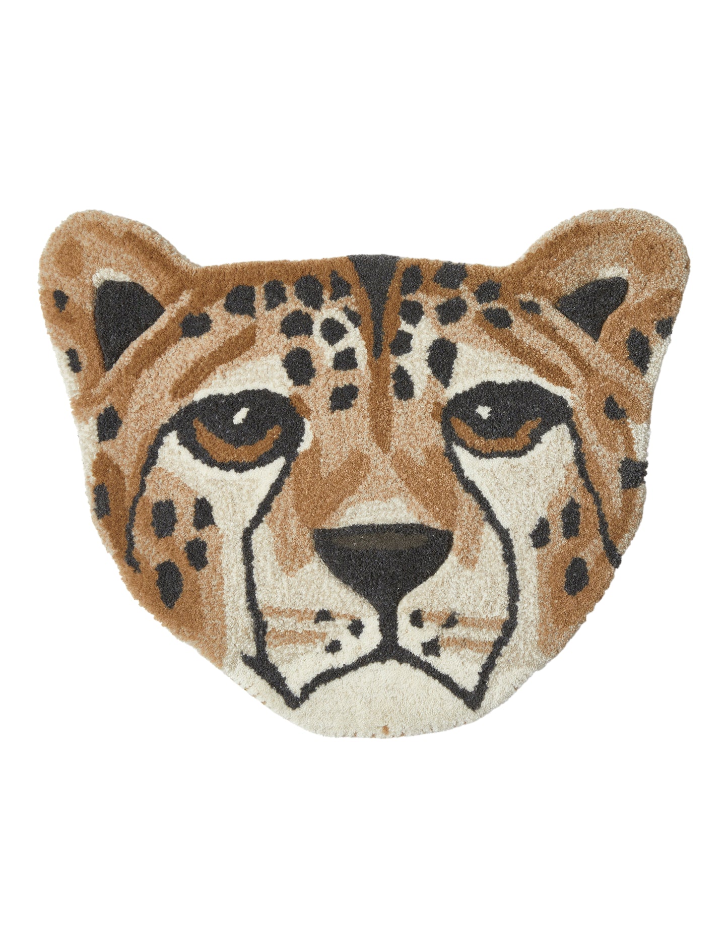 Leopardhoved uld gulvtæppe H 43 cm x B 50 cm