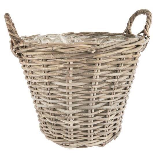 Ib Laursen - Kurv rattan m/plast indvendig H 36 cm (mellem)