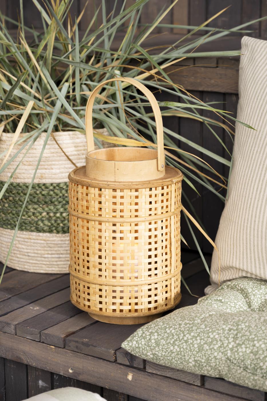 Ib Laursen - Lanterne med glasindsats i bambusflet