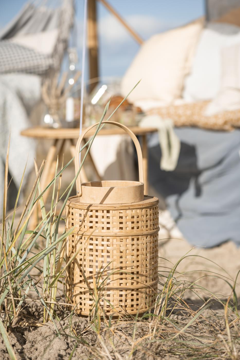 Ib Laursen - Lanterne med glasindsats i bambusflet