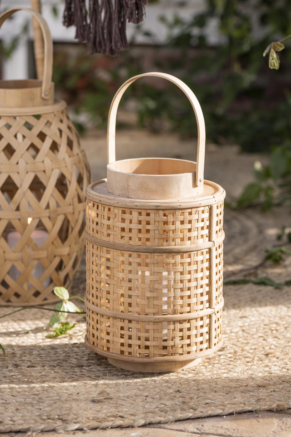 Ib Laursen - Lanterne med glasindsats i bambusflet