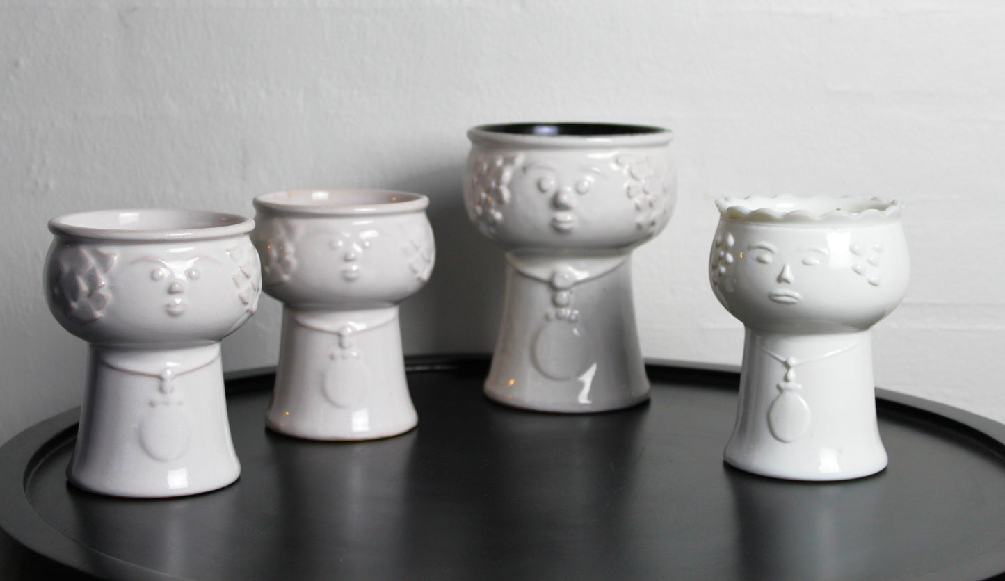 Secondhand - 4 retro pottehoveder/pottedamer