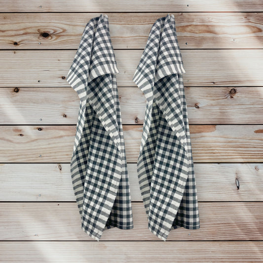 BySkagen - Viskestykke Omega ternet i grå/hvid 50 x 70 cm