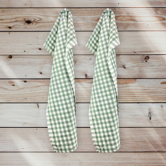 BySkagen - Viskestykke Omega ternet i grøn/hvid 50 x 70 cm