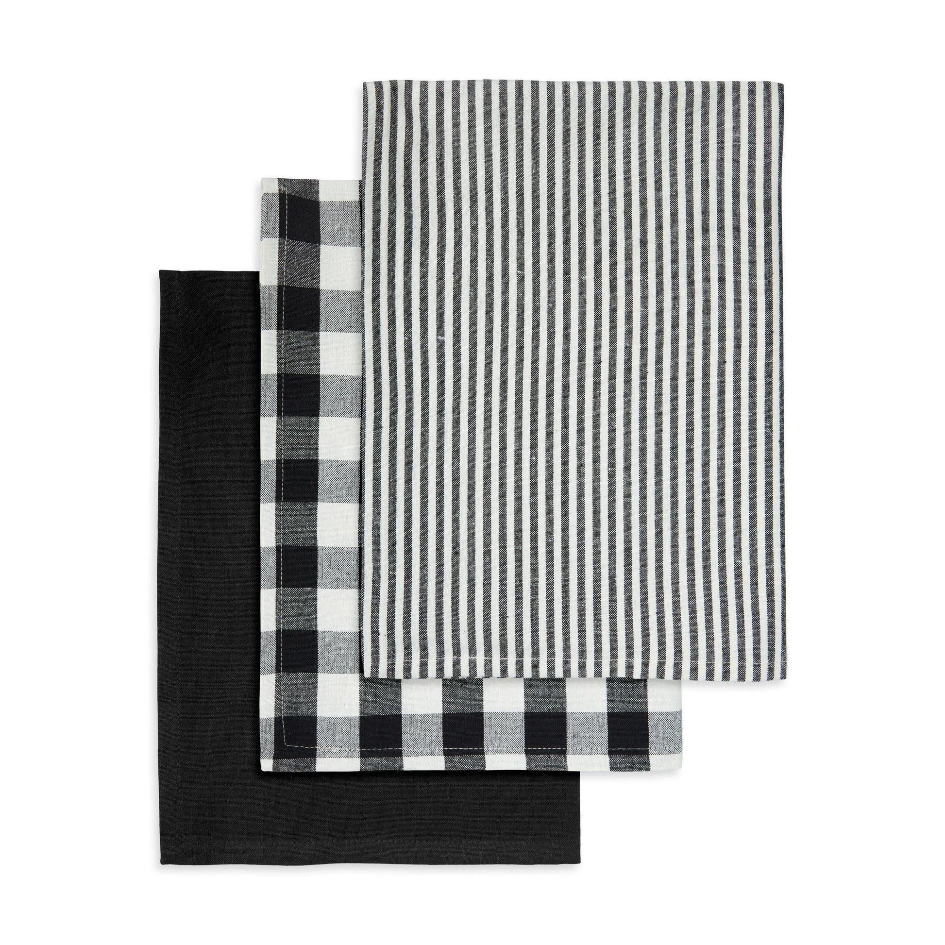 3 stk. viskestykker af genbrugsbomuld i sort/hvid