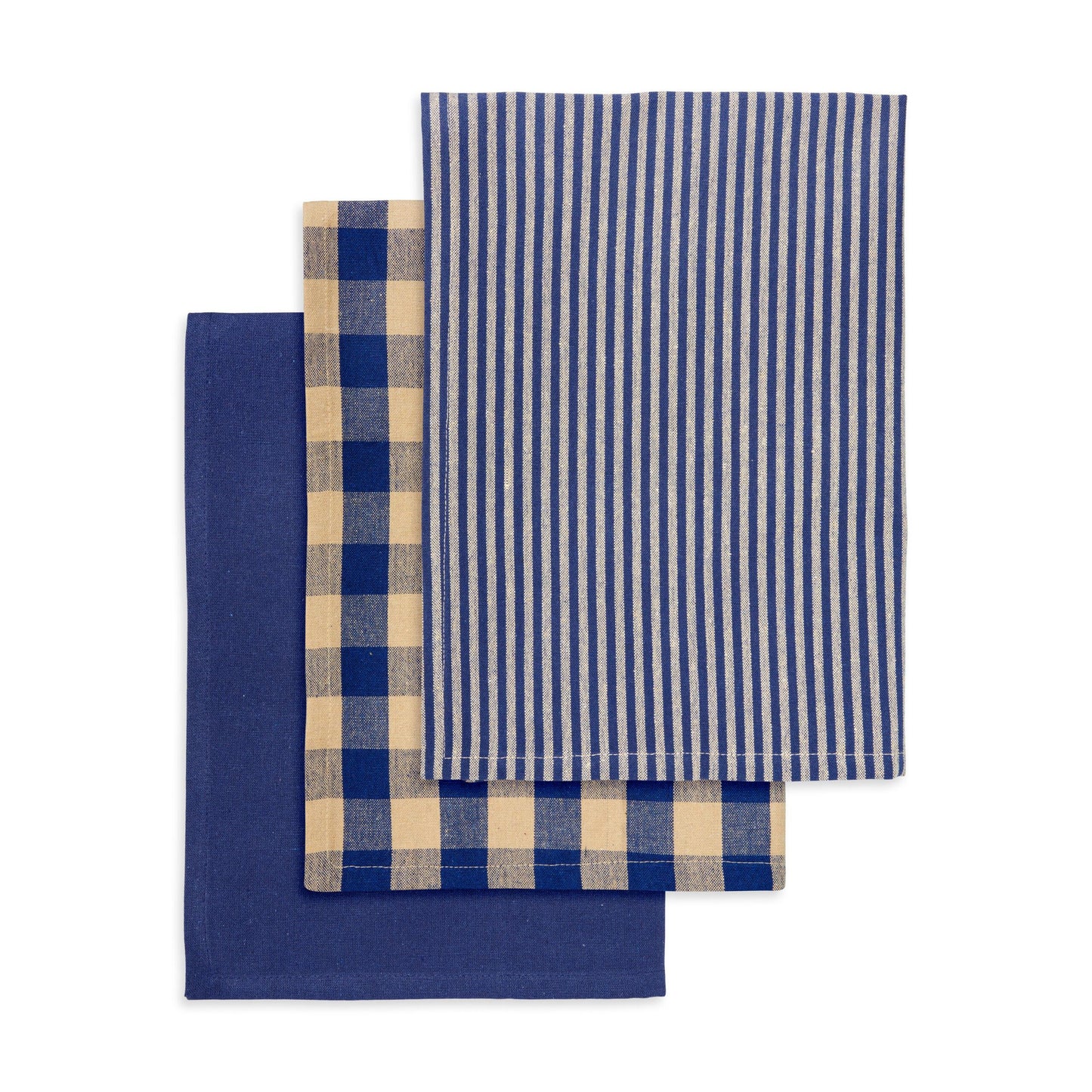 3 stk. viskestykker af genbrugsbomuld i blå farver