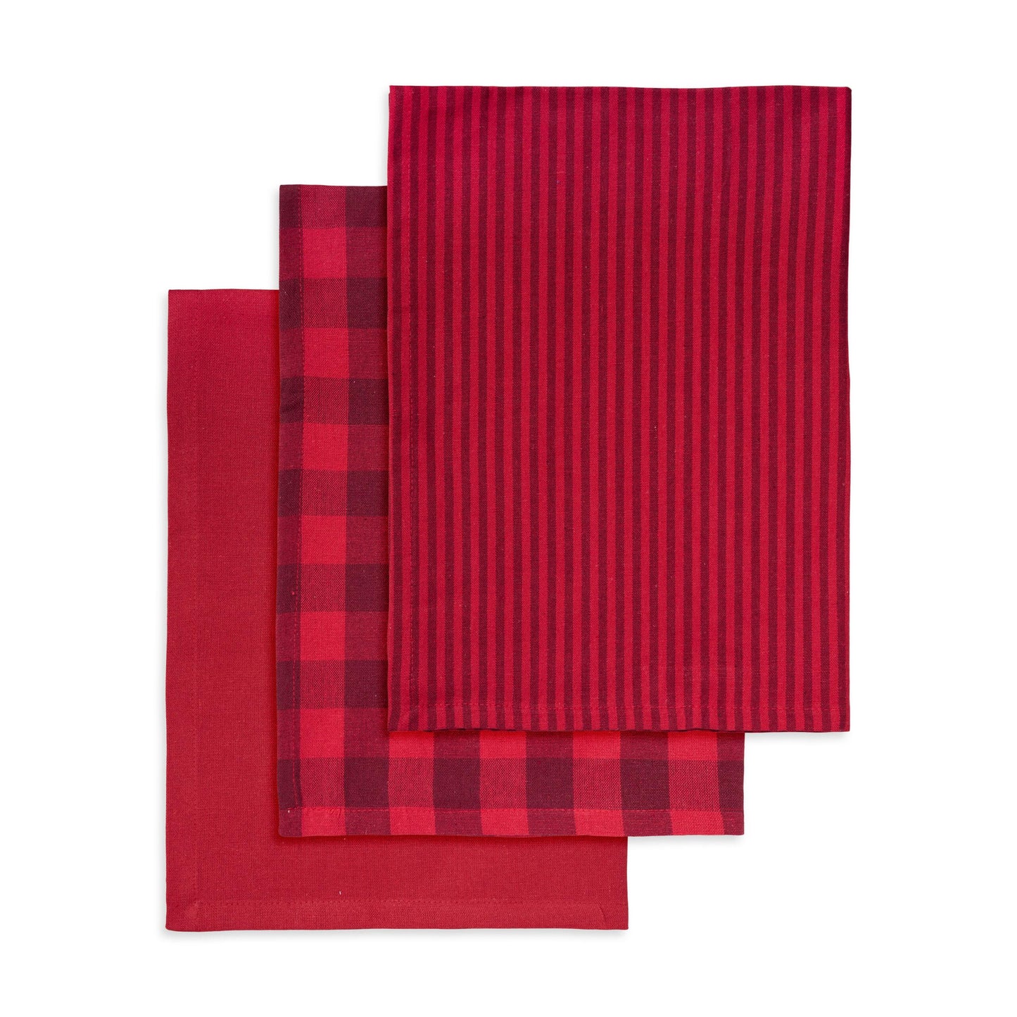 3 stk. viskestykker af genbrugsbomuld i i røde farver