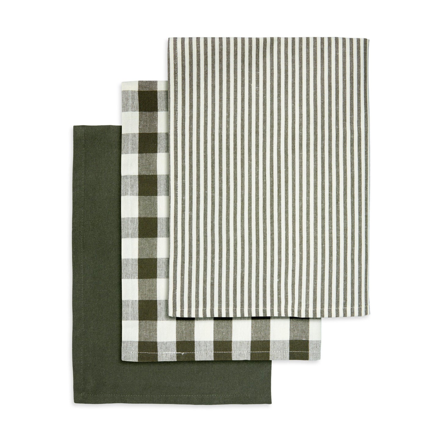 3 stk. viskestykker af genbrugsbomuld i armygrønne farver