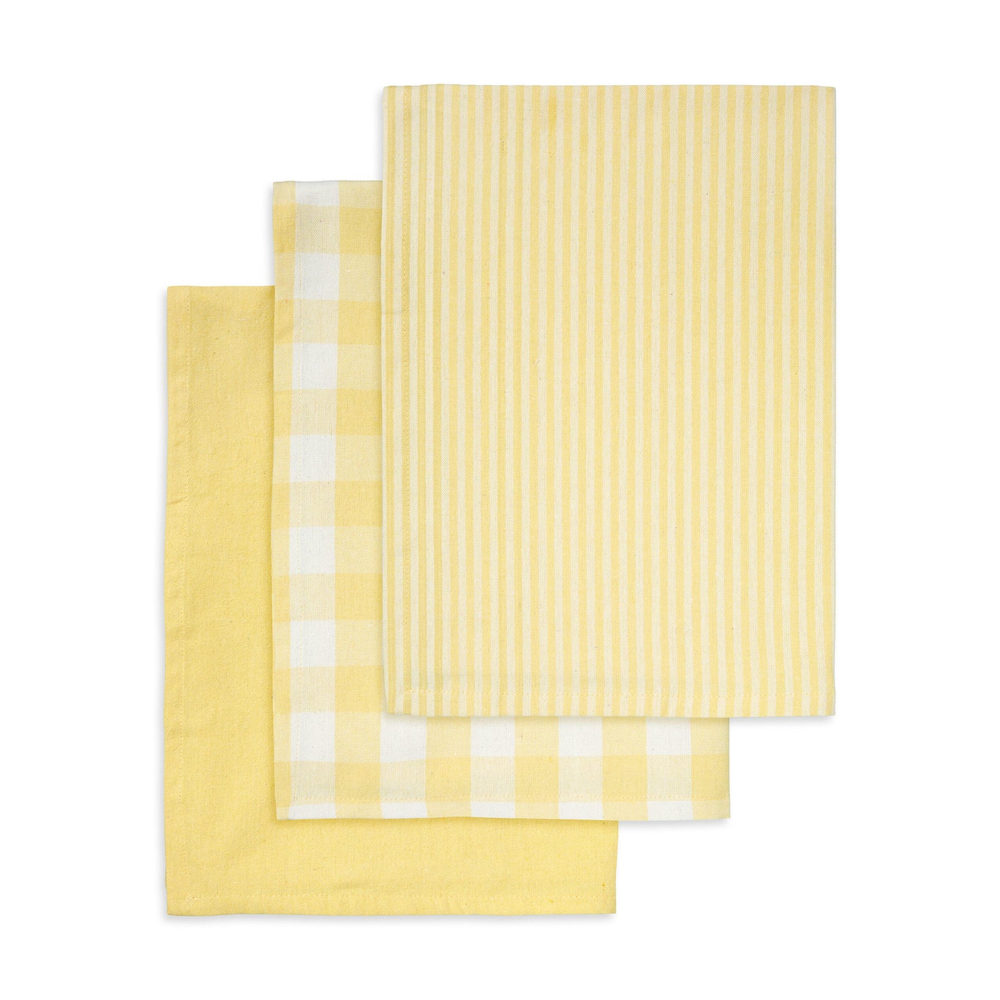 3 stk. viskestykker af genbrugsbomuld i gule farver