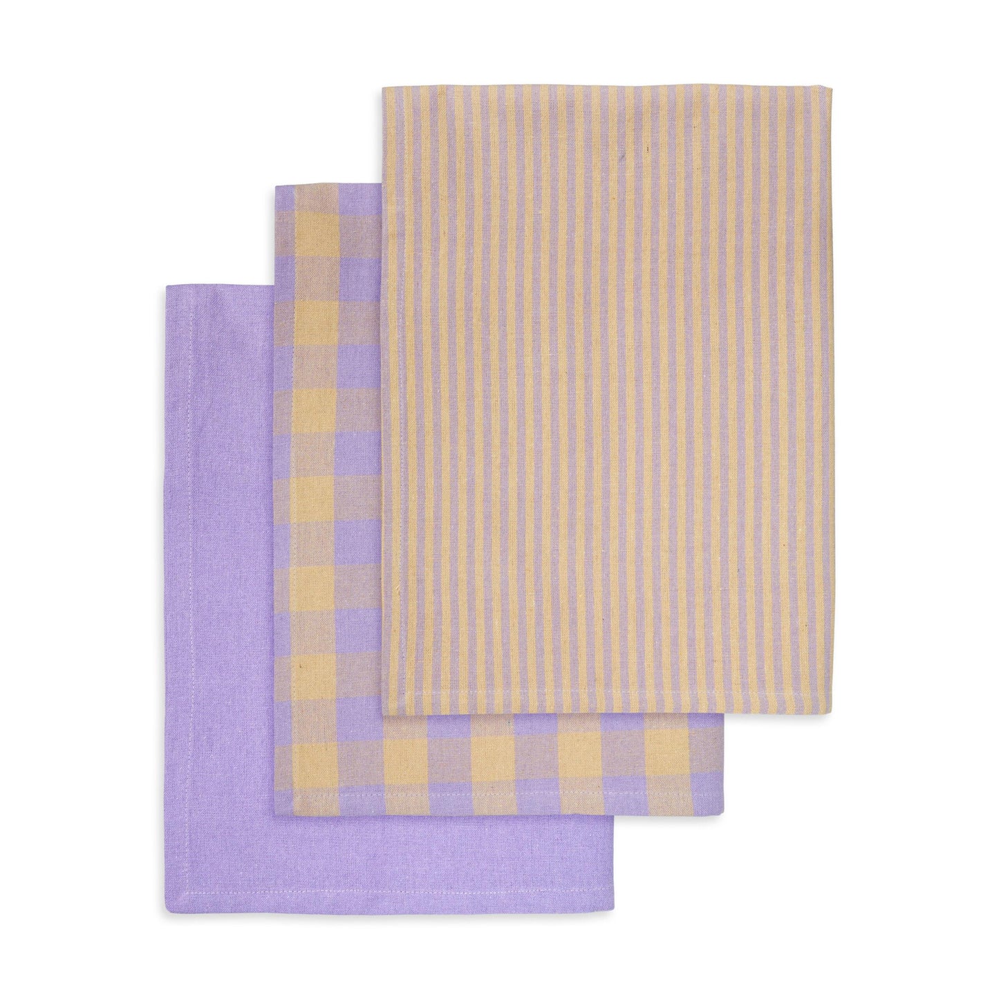 3 stk. viskestykker af genbrugsbomuld i lavendel farver