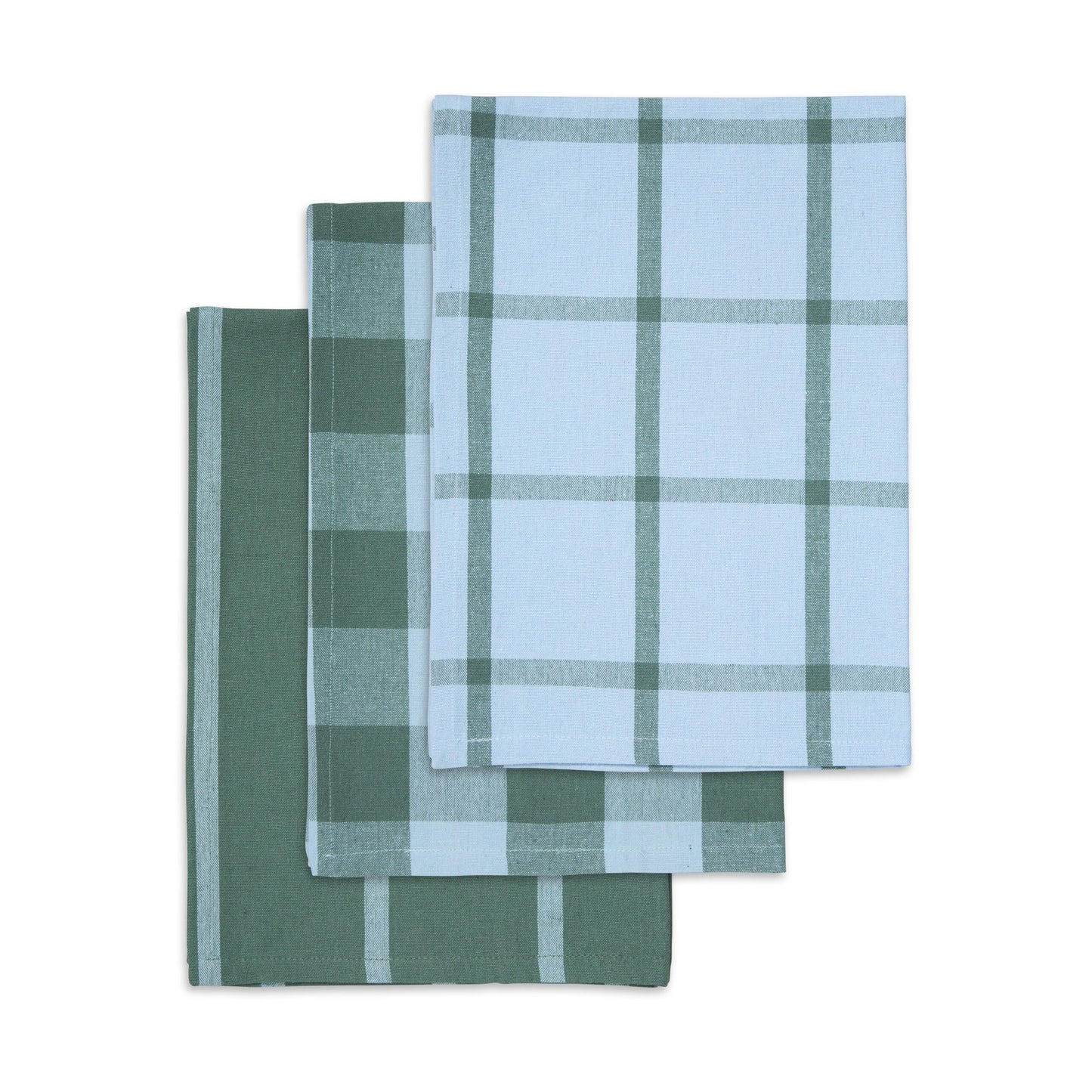 3 stk. viskestykker af genbrugsbomuld i grønlige farver