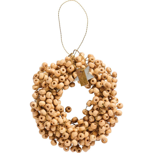 Ib Laursen - Krans af håndlavede naturfarvede træperler Ø 10 cm (2 stk)