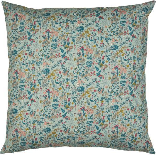 Ib Laursen - Pudebetræk Lyseblå med blomster og blade 60 x 60 cm