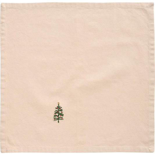 Ib Laursen - Stofservietter 2 stk. Tradition med juletræ hørfarvet
