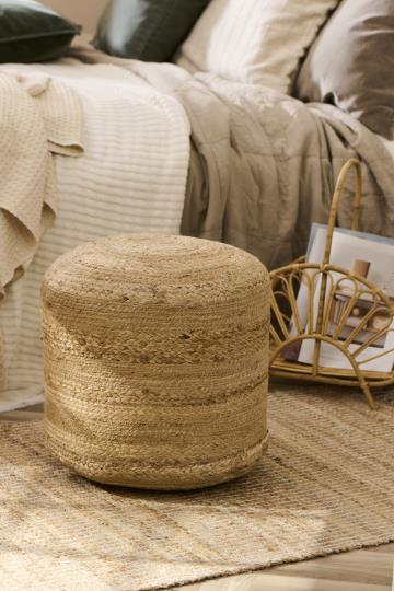 Ib Laursen - Rund jute puf ø 40 x H 40 cm