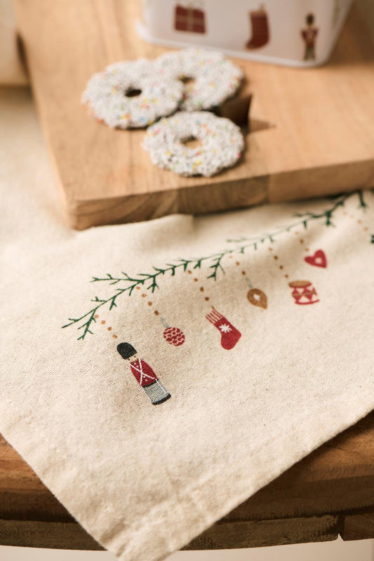 Ib Laursen - Julius viskestykker 2 stk. i natur med juleranke 50 x 70 cm