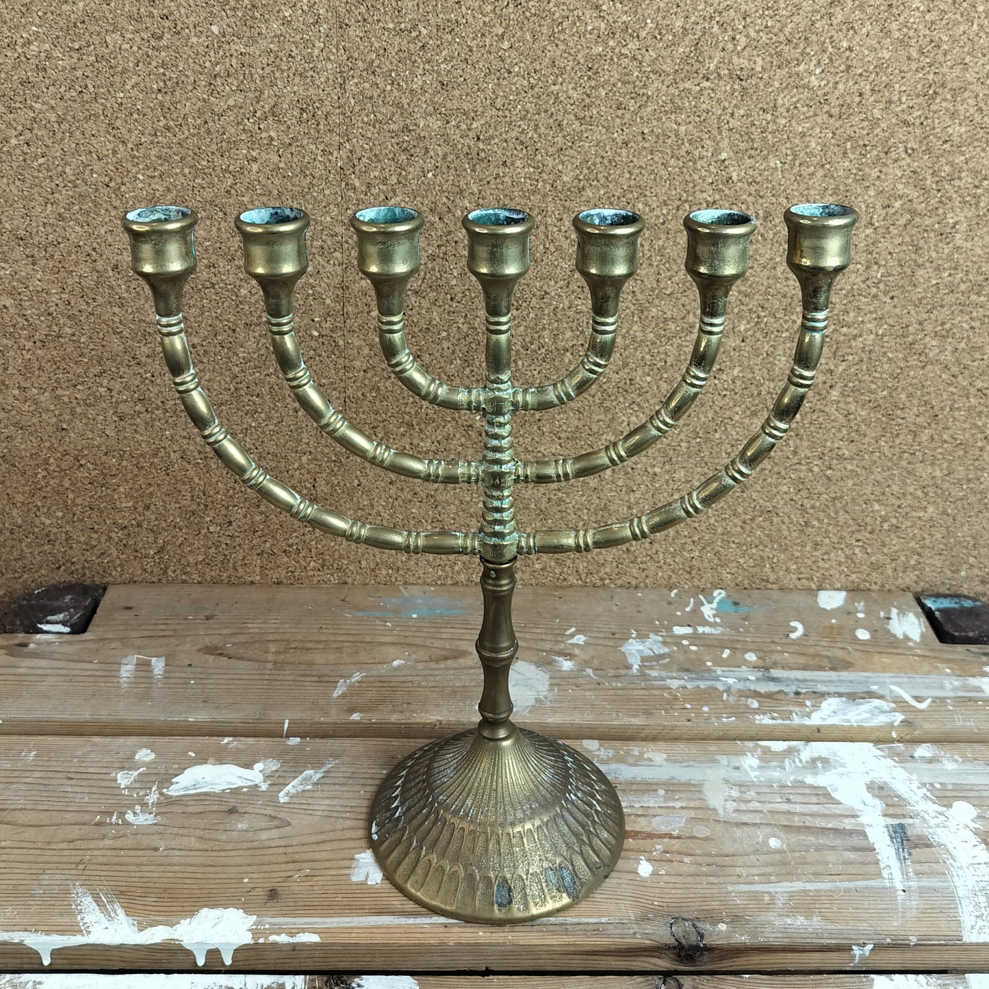 Secondhand - 7-armet messing lysestage til stagelys - Reuse1045-2