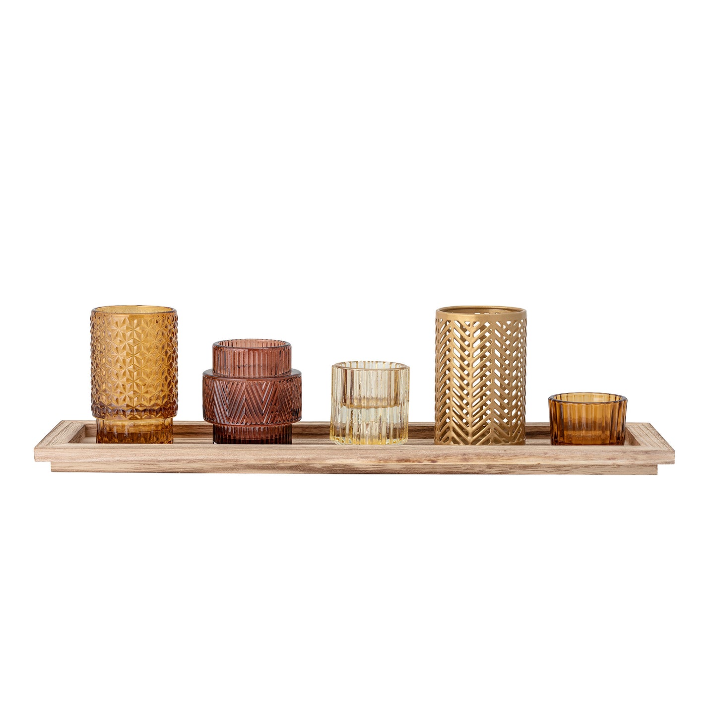 Bloomingville - Sanga bakke m/ fyrfadsstager (aflang) L43xH10,5xD12,5 cm