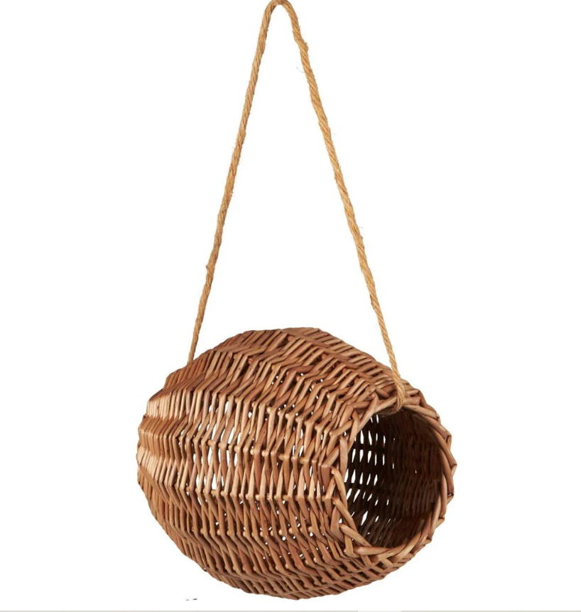 Fuglefoderhus af pil og med jutesnor L 20 x B 15 x H 15 cm