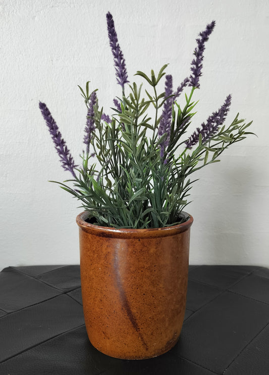 Secondhand - lille lys brun syltekrukke, Ø 12,3 x H 13,5 cm "1L HOLBÆK"