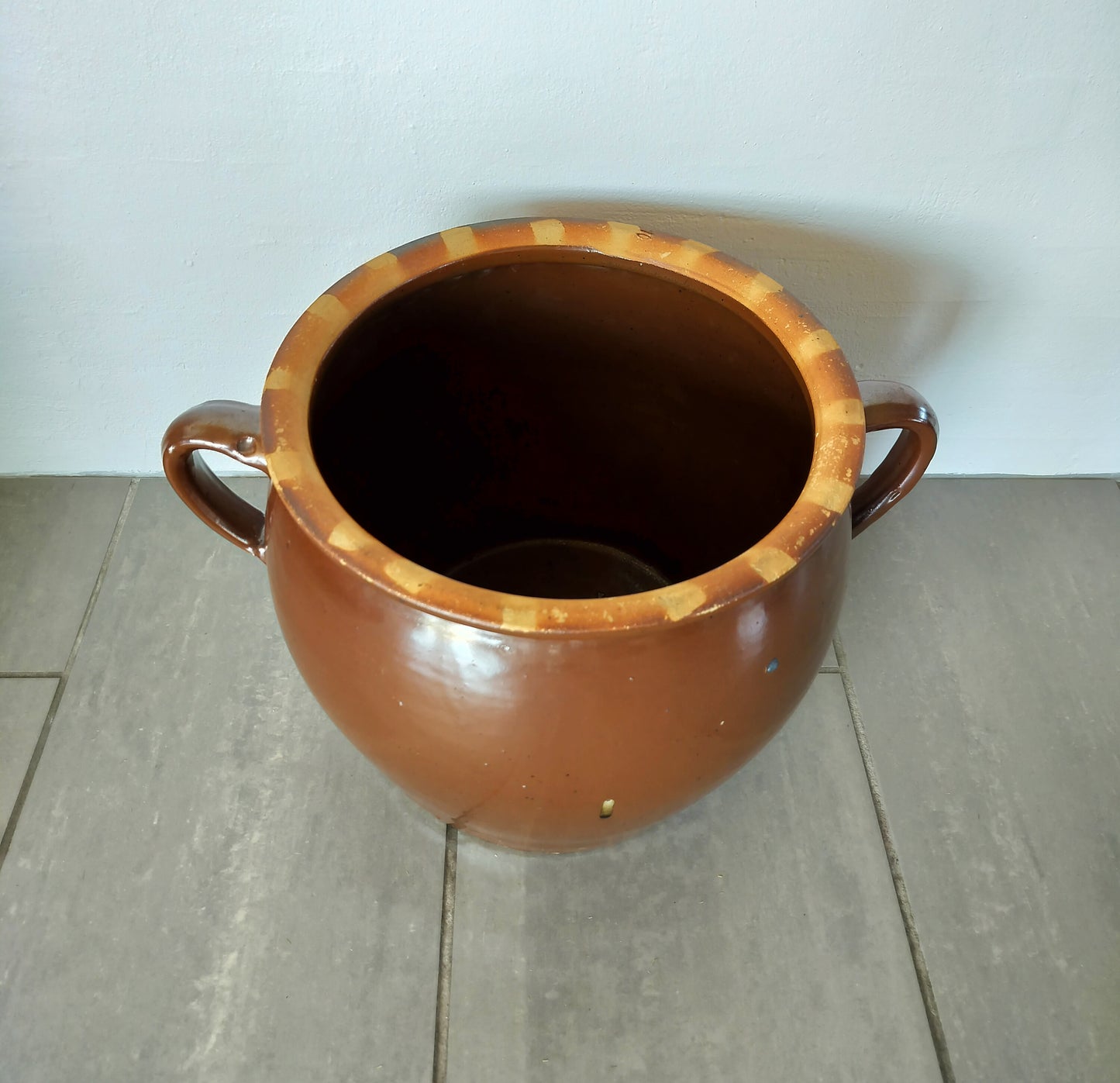 Secondhand - Stor Syltekrukke med håndtag (Ø 33,5 x H 31 cm)