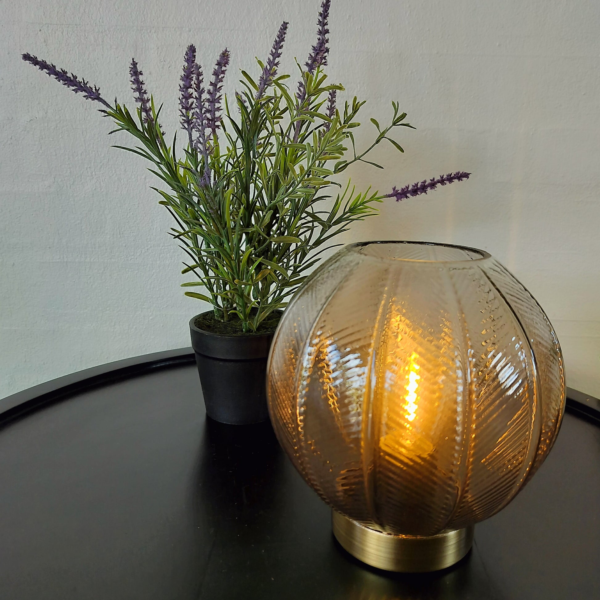 Speedtsberg - Bordlampe LED (til batteri) rund GRÅ Ø 15 x H 15 cm med lys