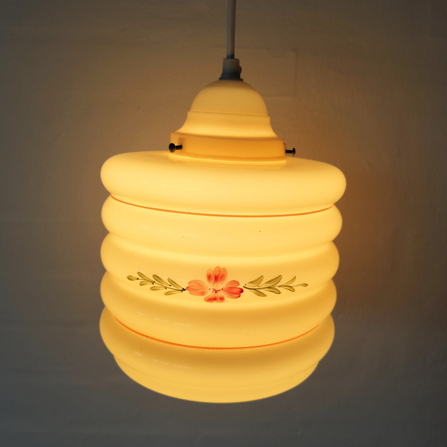 Secondhand - Gammel glaspendel H 22 x Ø 17,5 cm med lys