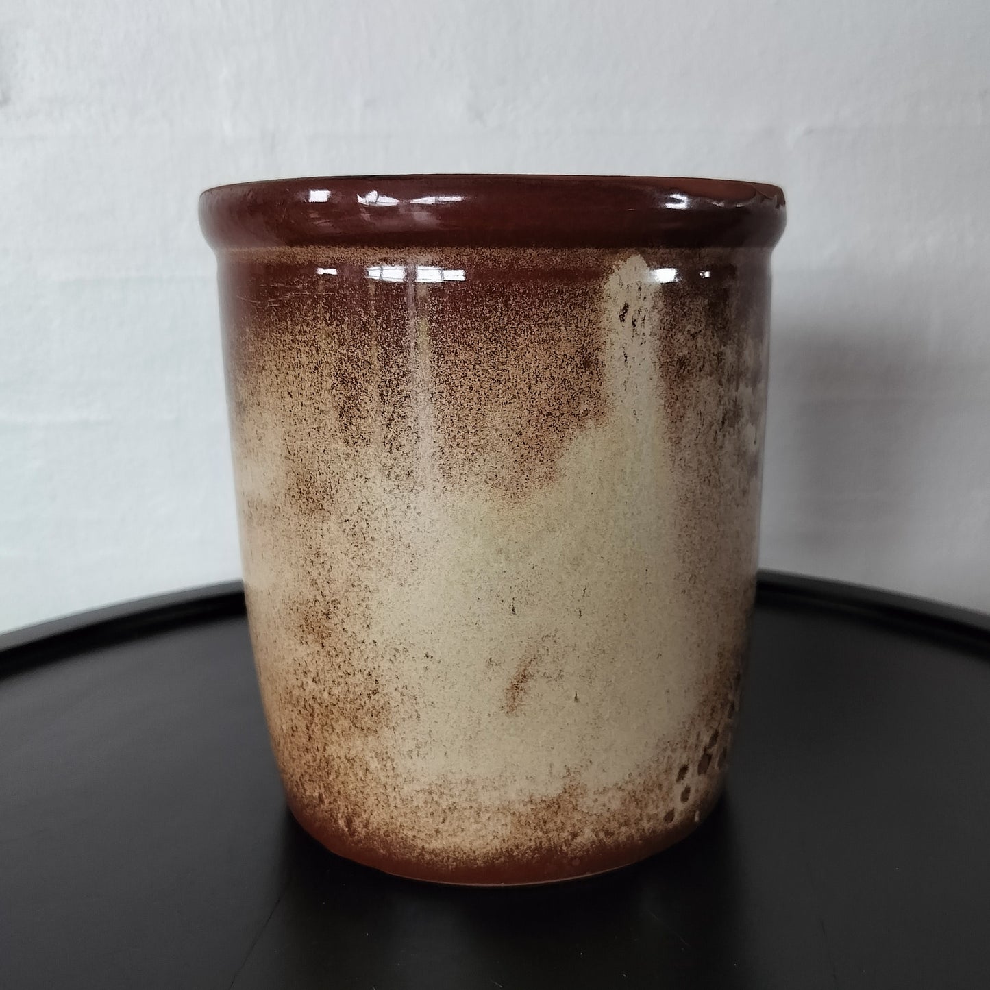 Secondhand - Syltekrukke "2L" Knabstrup Ø 16 x H 17,5 cm 2 farvet glasur