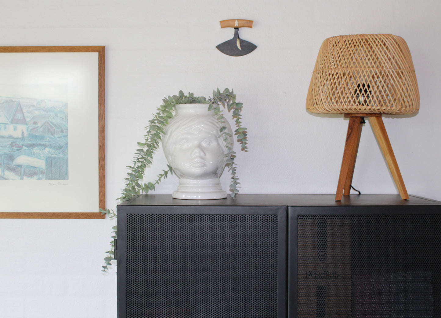Secondhand - Keramik vase med ansigts motiv fra Scheurich, model 702