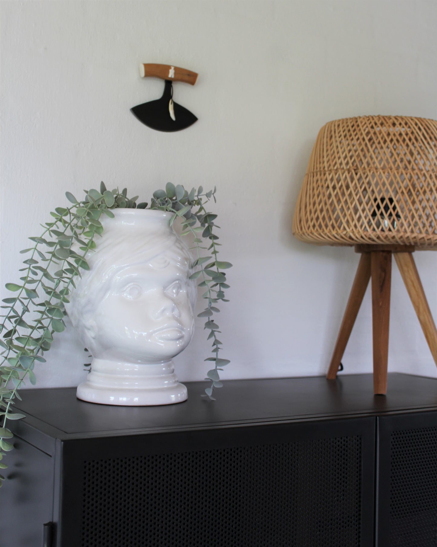 Secondhand - Keramik vase med ansigts motiv fra Scheurich, model 702