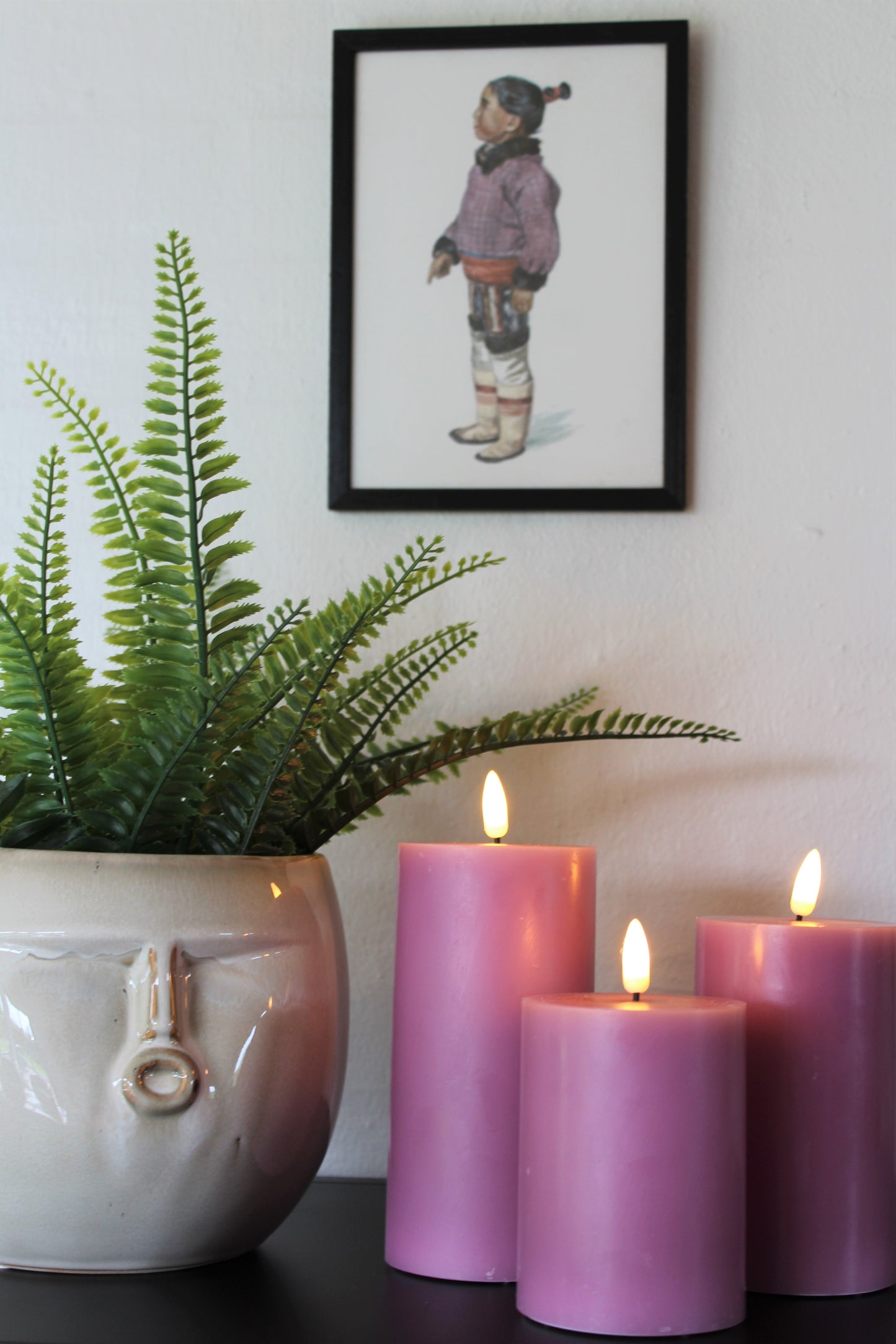 LED bloklys - sæt med 3 bloklys Ø 7,5 cm, Violet farve