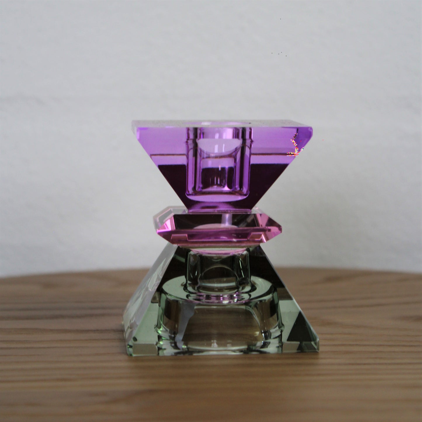 C'est Bon - Krystal lysestage Violet-Baby lyserød-Oliven 7,5x6cm