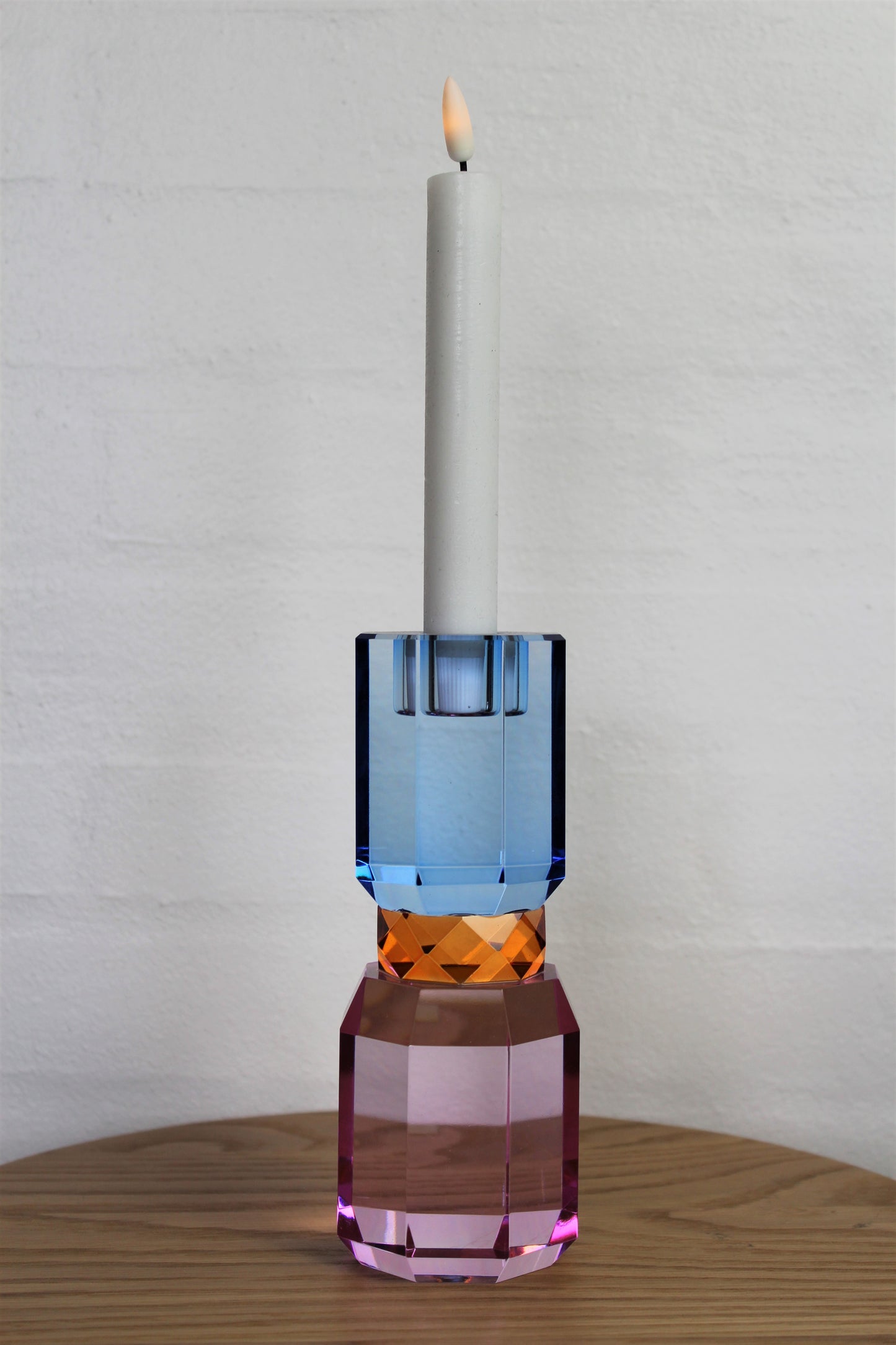 C'est Bon - Krystal lysestage lilla-rav-blå 18,5 x 7 x 7 cm