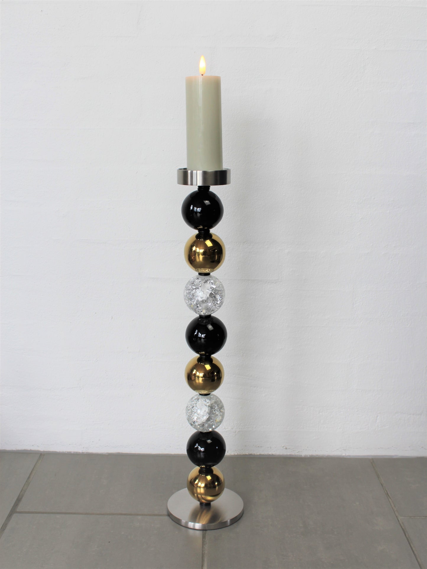 My Candle - Lysestage til bloklys i børstet stål med 8 kugler, model 9201
