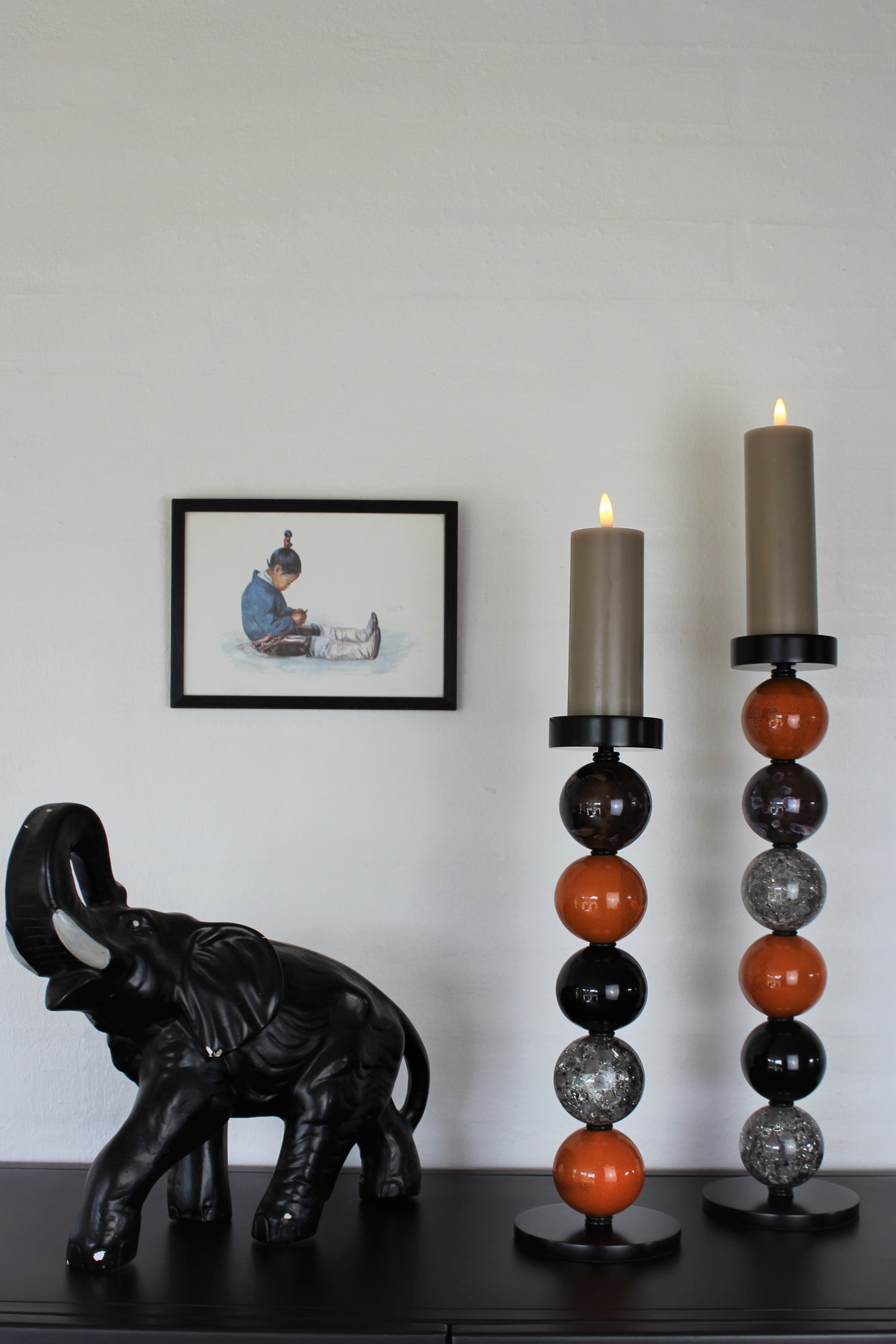 My Candle - Lysestagesæt til bloklys i sort (5 x 6 kugler), model 9203