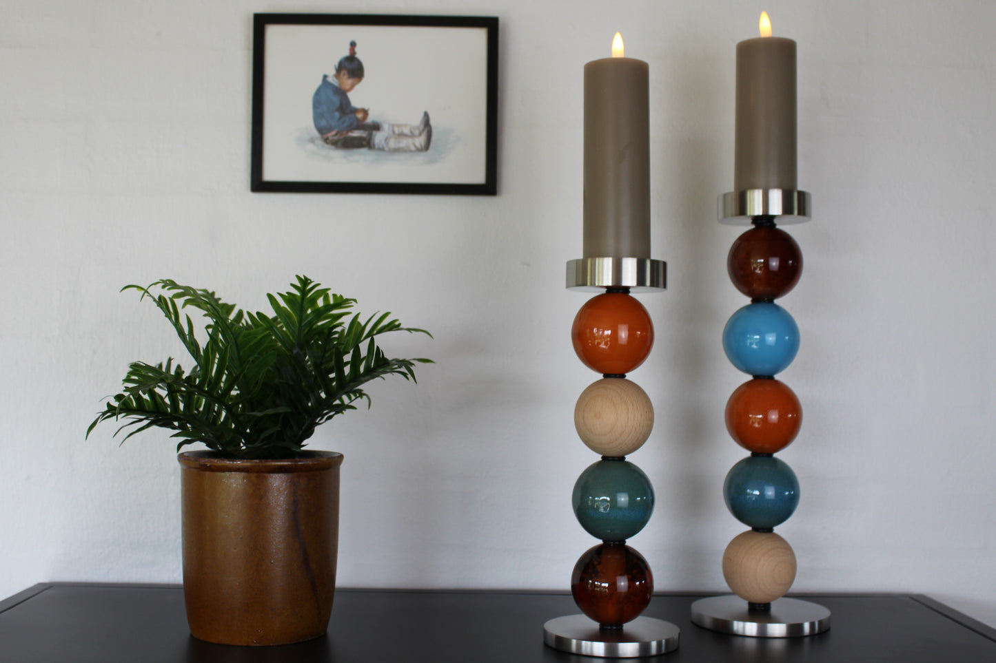 My Candle - Lysestagesæt til bloklys i stål (4+5 kugler), model 9204