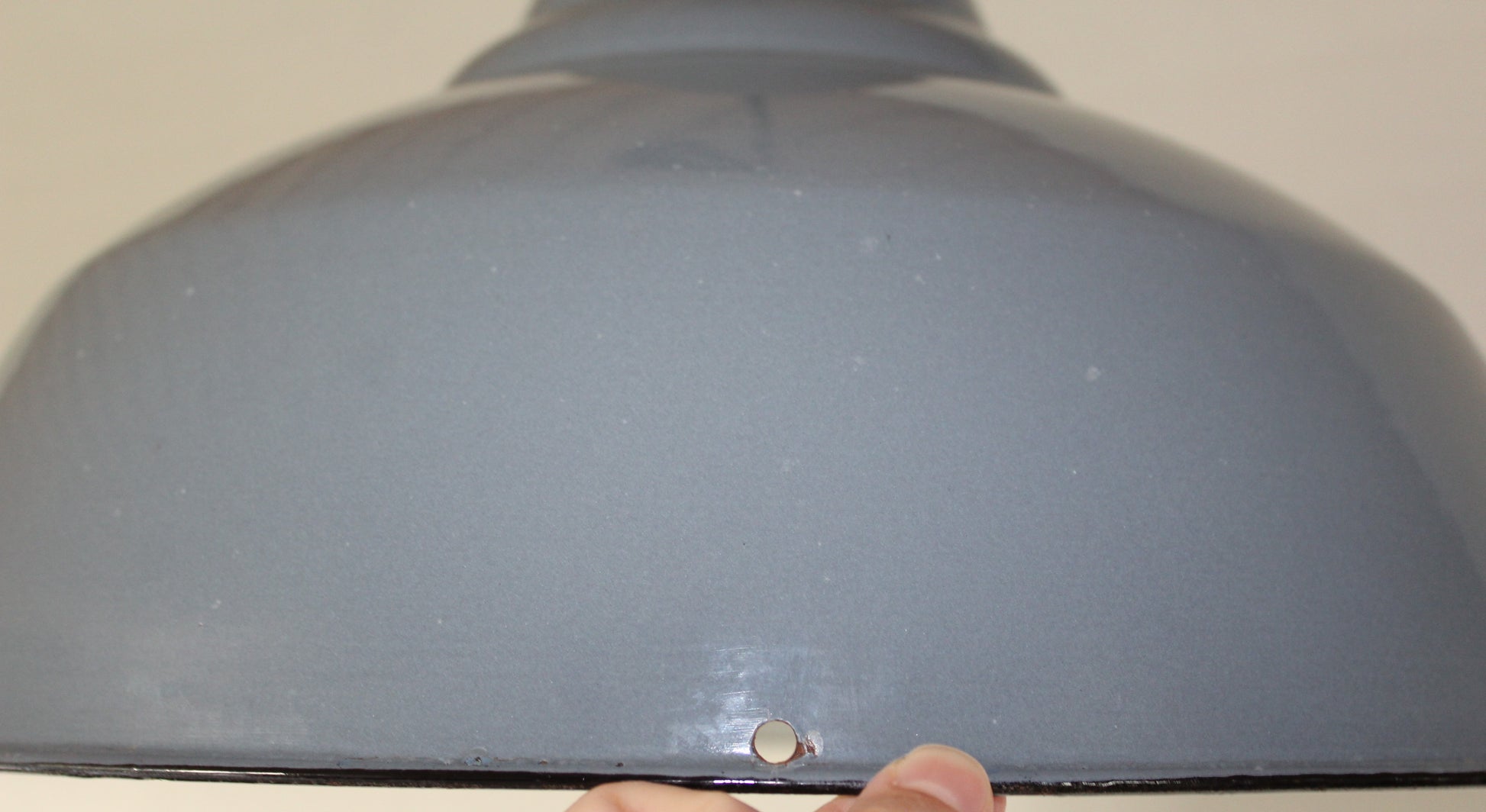 Secondhand - Gammel blågrå industri pendel lampe