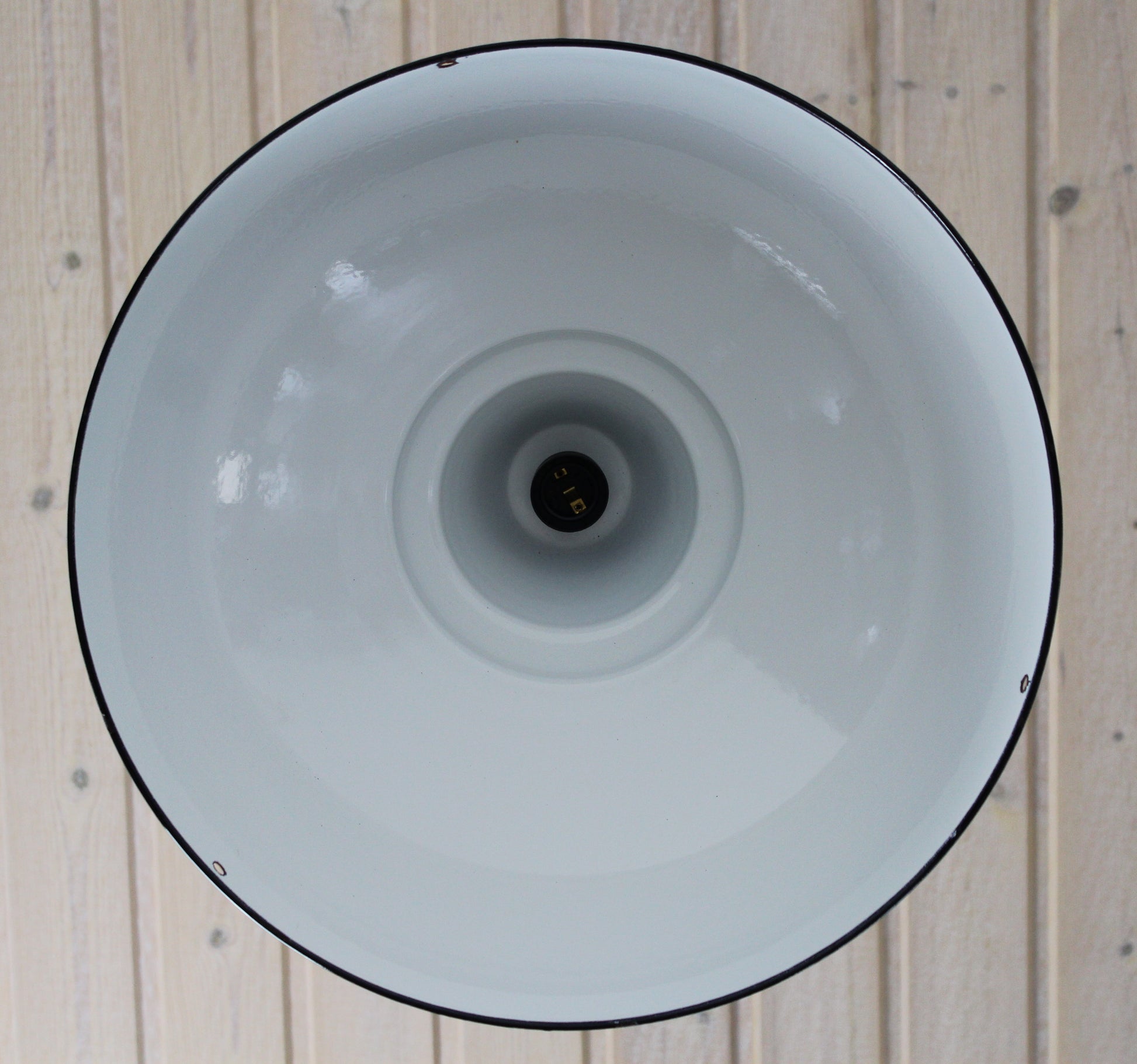 Secondhand - Gammel blågrå industri pendel lampe