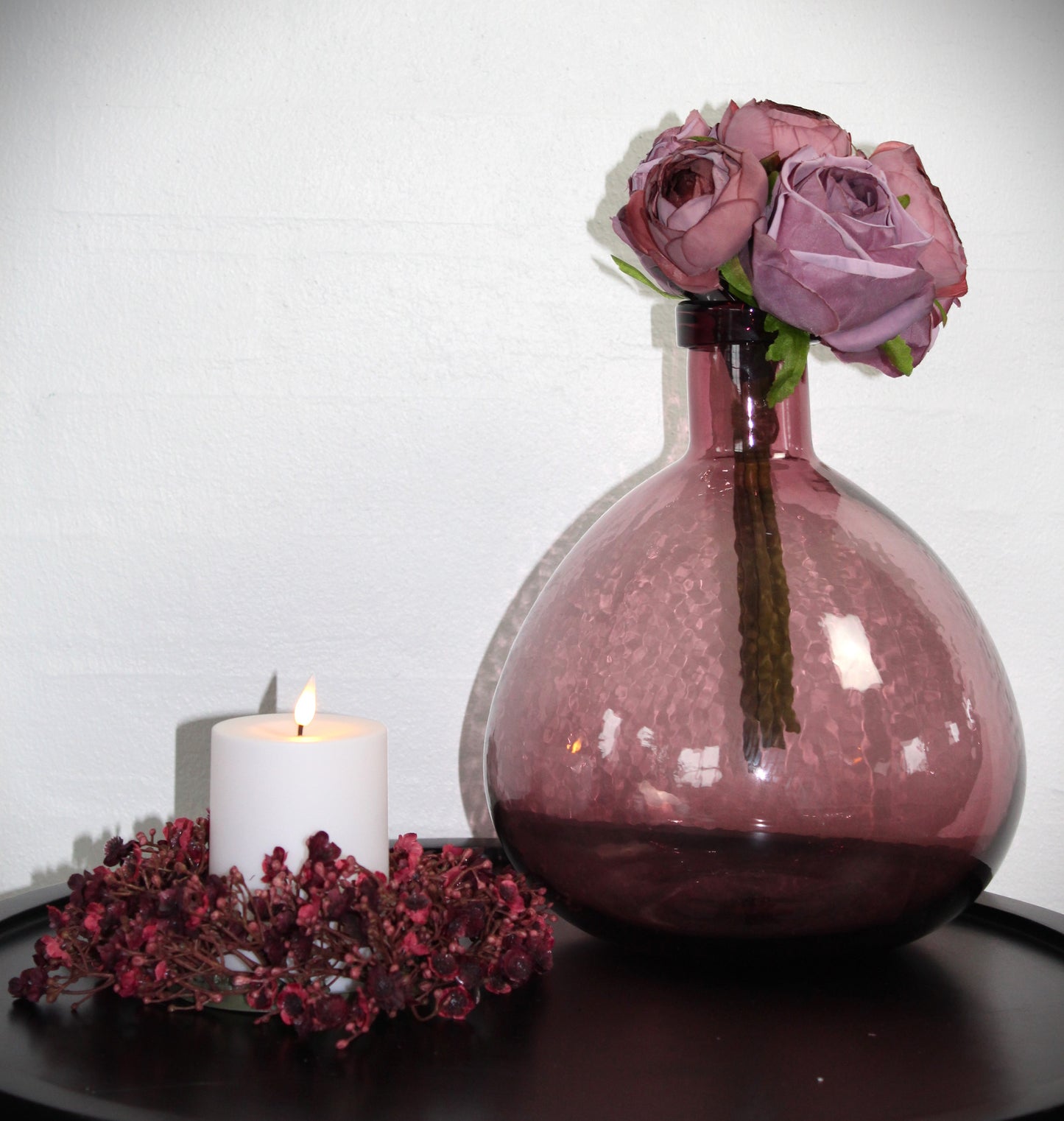 Deko Florale - 2 stk. kunstige kranse Gypso (brudeslør), bordeaux farve Ø 20 cm
