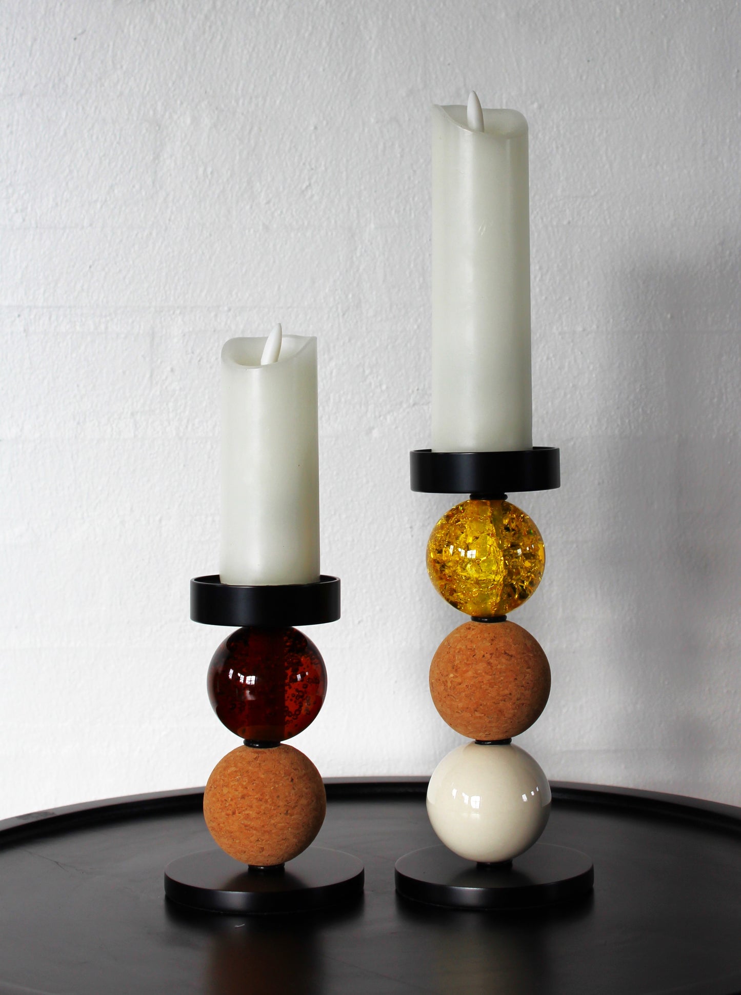 My Candle - Lysestagesæt til bloklys i sort (2+3 kugler), model 9205