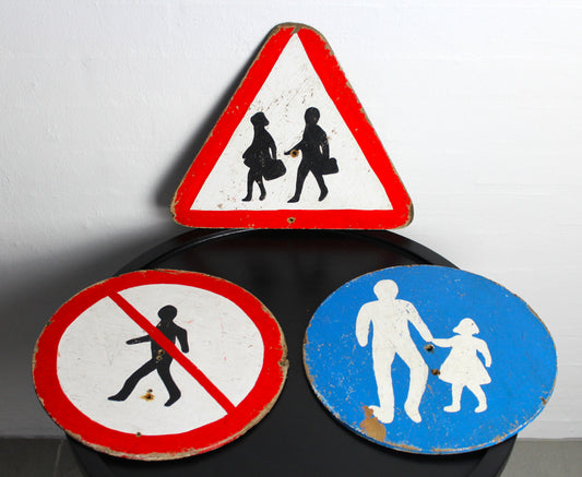 Secondhand - 3 gamle vejtavler af træ