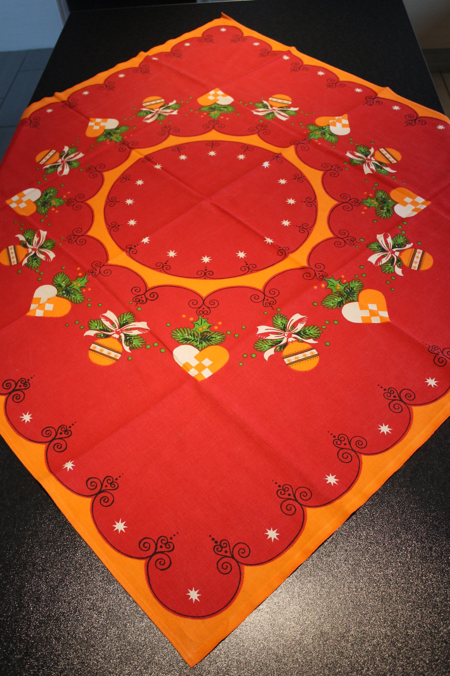 Secondhand - Retro juledug 110 x 119 cm
