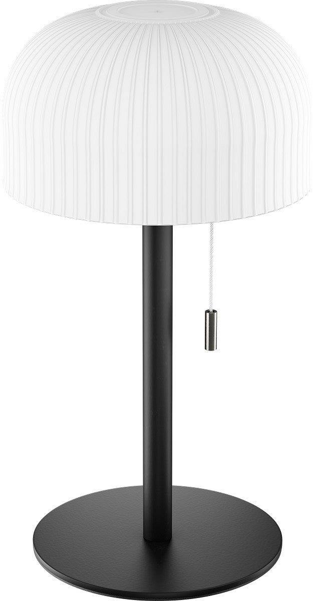 Ikon Bordlampe sort med hvid riflet plastik skærm