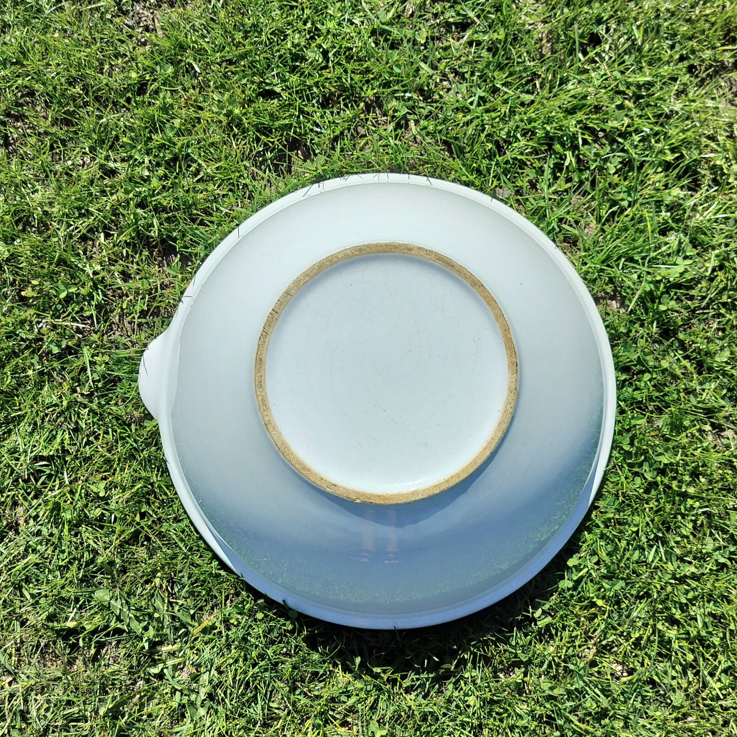 Secondhand - Lerfad hvidglaseret Ø 35,5/37 x H 14 cm