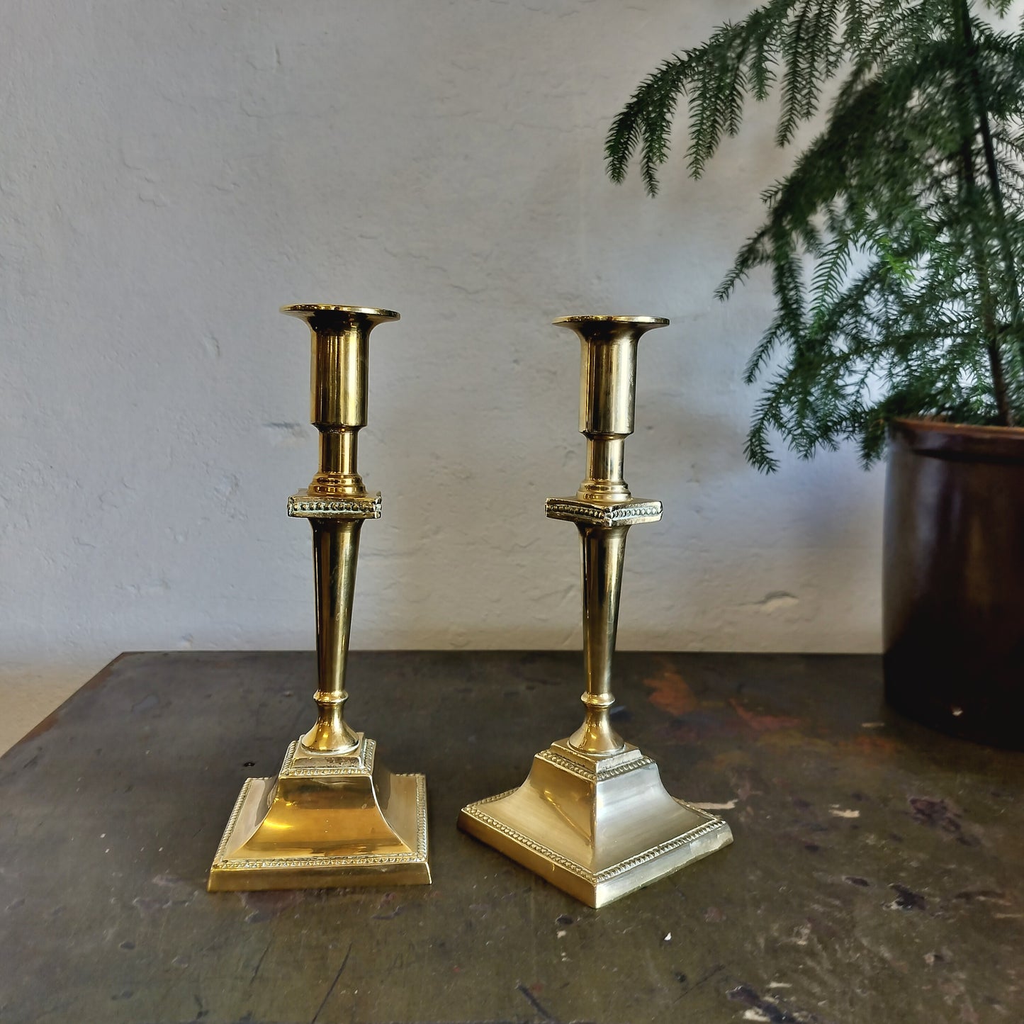 Secondhand - messing lysestager 2 stk.