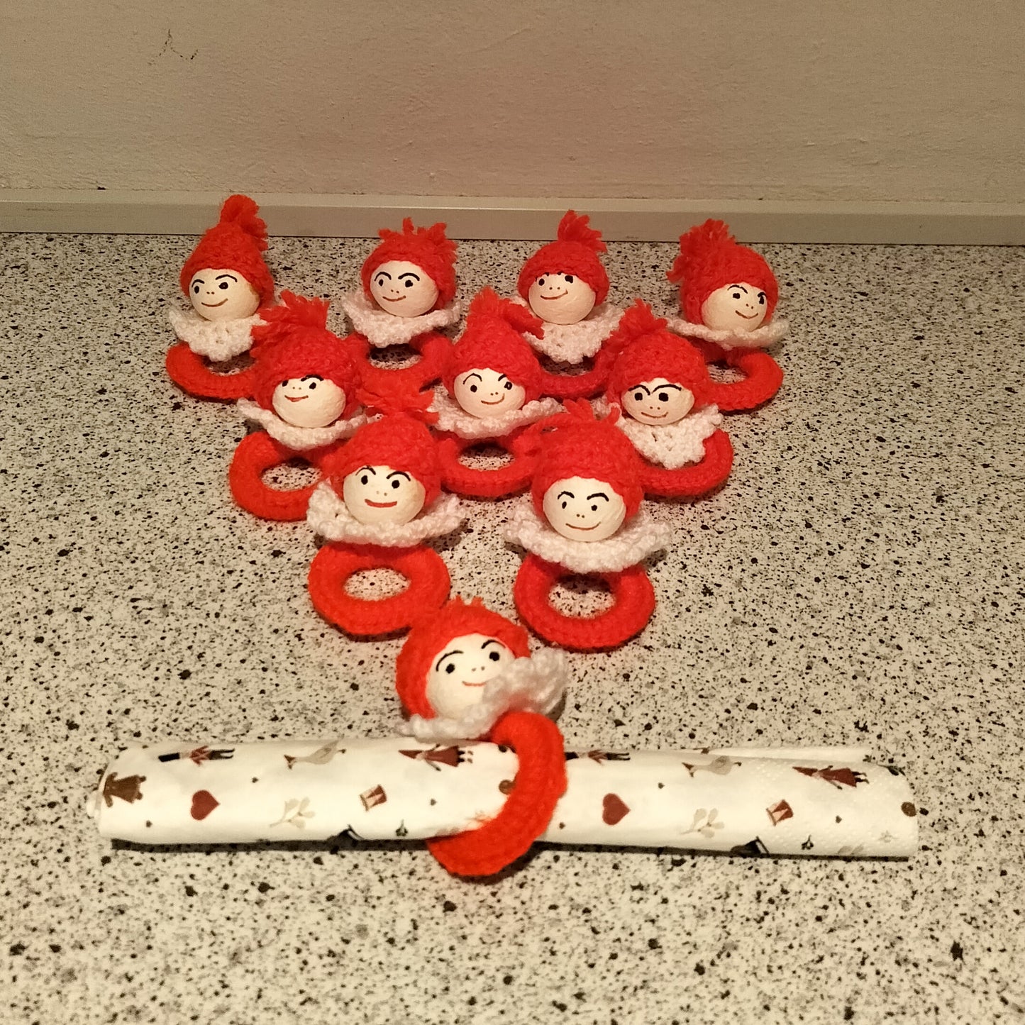 Secondhand - Servietringe med nisser 10 stk.