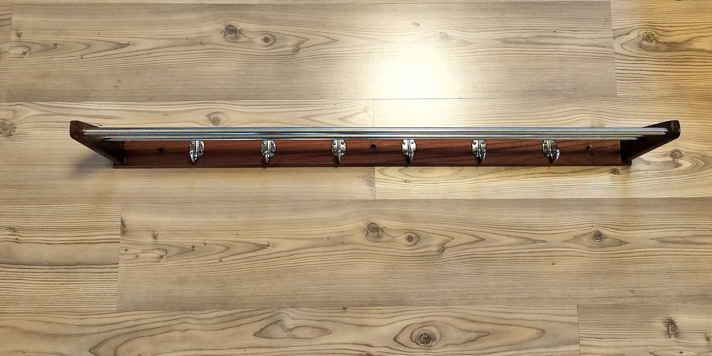 Secondhand - knagerække med hattehylde teak B 100,5 cm